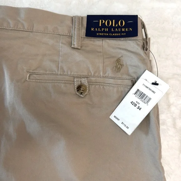 Polo Ralph Lauren Stretch Classic Fit Flat Front Khaki Pants- 42”x34” - Picture 7 of 15